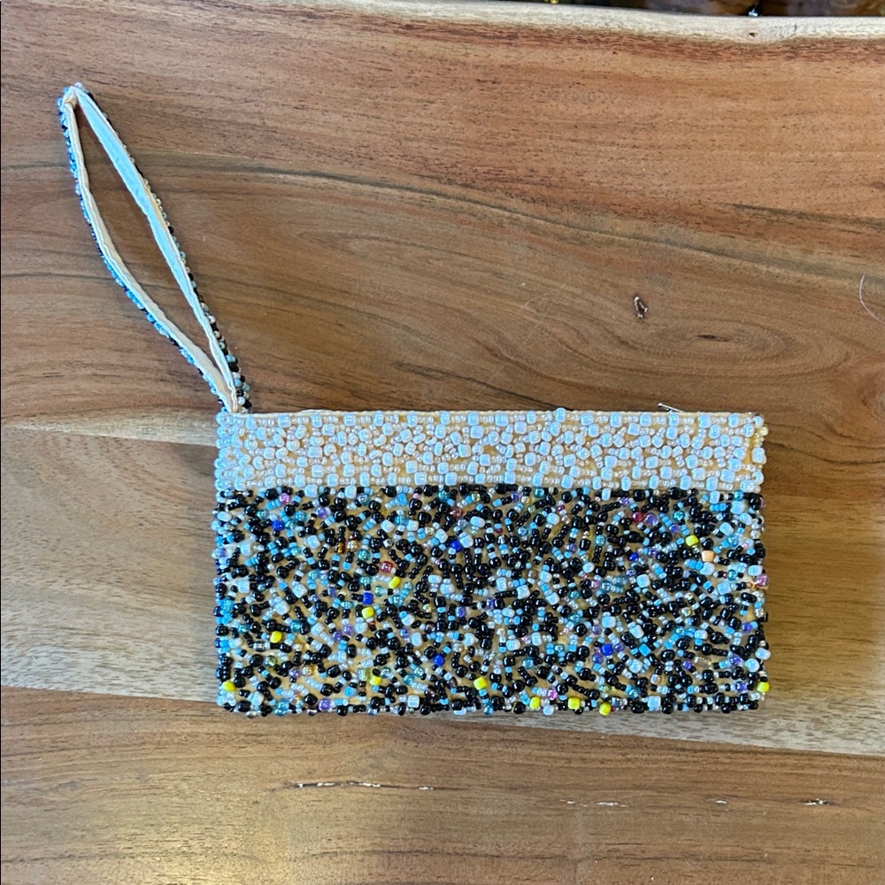 Elegant Beaded Clutch Set - Multicolor and Cream